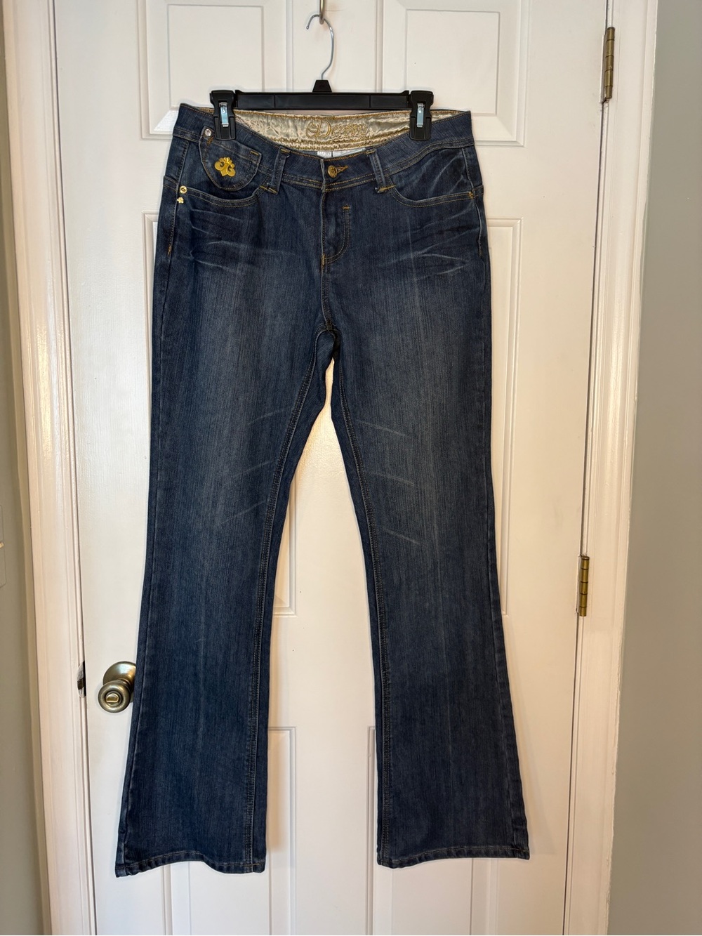 Dereon Dark Blue Flared Jeans with Gold Accent